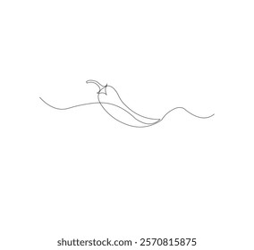 Fresh chili pepper continuous line drawing. white background, simple vector