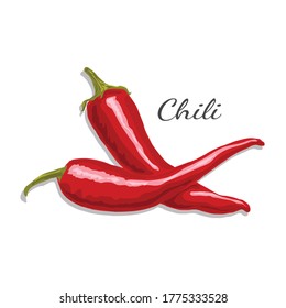 Fresh Chili pepper vegan food vector design.