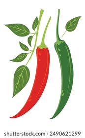 Fresh Chili Peppers: Red Hot Pepper Icon with Vibrant and Artistic Textures, Isolated on White