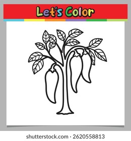 Fresh chili plants coloring sheet vector