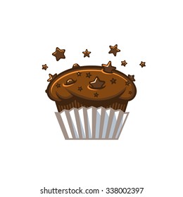 Fresh chocolate star chip space muffin logo template