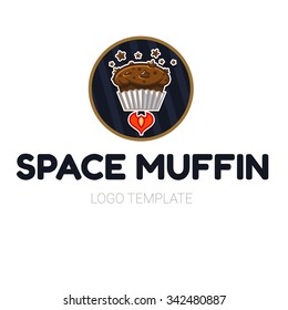 Fresh chocolate star chip space muffin logo template