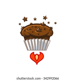 Fresh chocolate star ship space muffin logo template