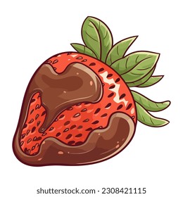 fresh chocolate strawberry, a gourmet snack icon isolated