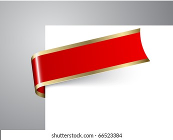 Fresh Christmas corner ribbon- red paper with golden borders