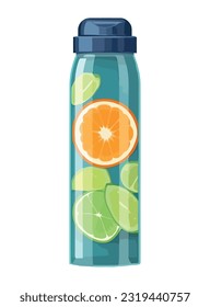 Fresh citrus cocktail, organic lemon and lime slice icon isolated