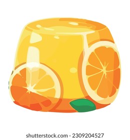Fresh citrus fruit slices in jelly isolated