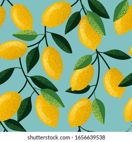 Fresh citrus fruit tropical seamless pattern illustration