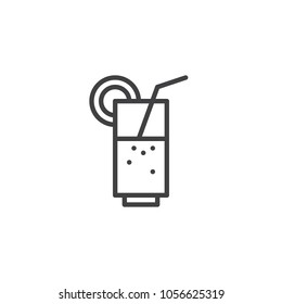 Fresh citrus juice outline icon. linear style sign for mobile concept and web design. Cocktail glass and straw simple line vector icon. Symbol, logo illustration. Pixel perfect vector graphics