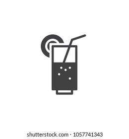 Fresh citrus juice vector icon. filled flat sign for mobile concept and web design. Cocktail glass and straw simple solid icon. Symbol, logo illustration. Pixel perfect vector graphics