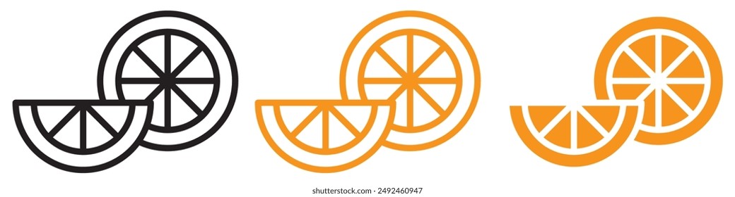 Icono de rebanada de limón, lima, naranja y mandarina fresco para promover frutas ricas en vitamina C, jugos naturales y suplementos de salud
