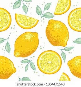 Diseño de patrón de limón cítrico fresco. ilustración vectorial