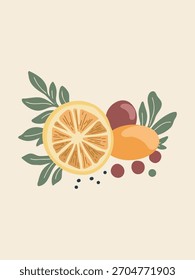 fresco citrus fatias vetor plana mínima obra de arte colorida
