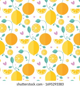 Fresh citruses background. Hand drawn overlapping backdrop. Colorful wallpaper vector. Seamless pattern with citrus fruits collection. Decorative illustration, good for printing.