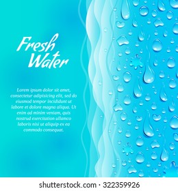 Fresh clean natural water consumption healthy lifestyle promotion decorative informative ecological banner ocean blue abstract vector illustration