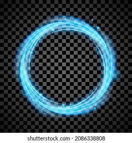 Fresh Clean Swirling Circle. Air Flow. Blue Vortex Background. Transparent Vector Effect.