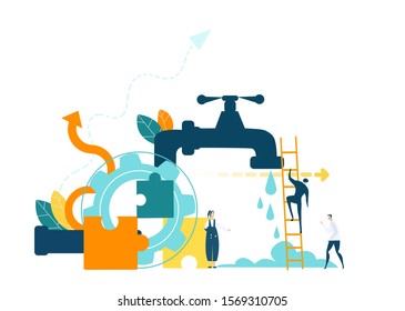 Fresh clean water dropping from the tap. Safe the planet and natural resources. Looking after natural resources for future generation.   