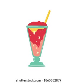 fresh cocktail delicious with straw on white background vector illustration design