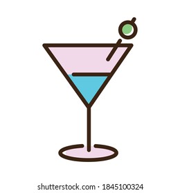 fresh cocktail drink line and fill style icon vector illustration design