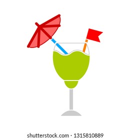 Fresh Cocktail Juice Glass, Cocktail Juice Illustration Isolated - Fresh Drink Sign Symbol