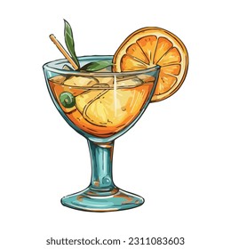 Fresh cocktail with lemon icon isolated