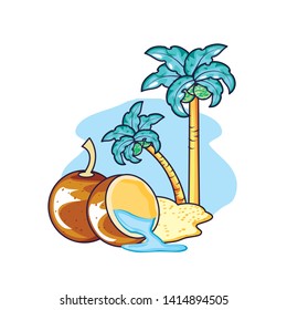 fresh coconut with in the beach