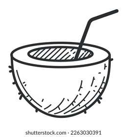 fresh coconut cocktail doodle style