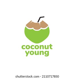 fresh coconut drink green logo design, vector graphic symbol icon sign illustration