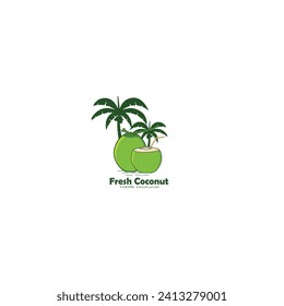 Fresh coconut, coconut drink logo vector graphics