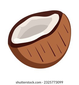 Fresh coconut, a healthy snack from nature icon isolated