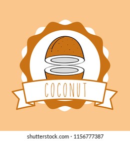 fresh coconut natural fruit drawn image dotted background