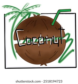 Fresh coconut sign near the sea