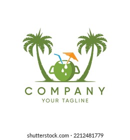 Fresh coconut tree design on a white background