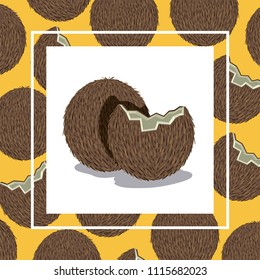 fresh coconut tropical fruit pattern