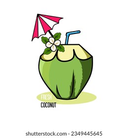 Fresh coconut vector, for logo, promotions, social media, advertisements, pamphlets, etc.