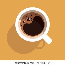 Fresh Coffee Cup Shadow Minimal Illustration Background Hot Espresso Caffeine Drink Beverage