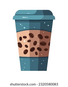 Fresh coffee in a disposable plastic cup icon isolated