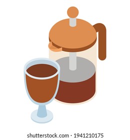 Fresh coffee icon. Isometric illustration of fresh coffee vector icon for web