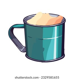 Fresh coffee in mug, isolated vector icon isolated