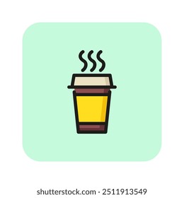 Fresh coffee pot line icon. Takeout coffee, cafe, hot drink. Coffee concept. Vector illustration can be used for topics like drinks, menu, break