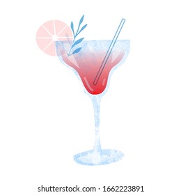 Fresh cold cocktail. Cocktail party illustration. Trendy flat style. Art for different purposes. Ready-to-use design template. Vector illustration.