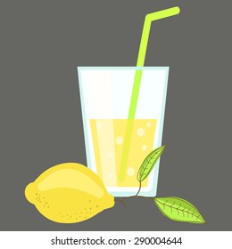 Fresh cold lemonade. Glass of citrus juice. Lemon soda summer cocktail and lemon fruit. Beach pool bar drink