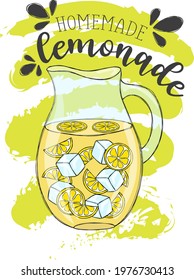 Fresh cold lemonade jug poster