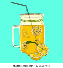 Fresh cold summer lemonade with slices of citrus