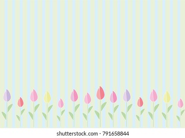 Fresh colored striped background with a tulip ornament