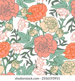 Fresh Colorful Floral Blooming Garden Pattern. Perfect for invitations, stationery, event, or website design. Adds a fresh and nature-inspired touch to any project.