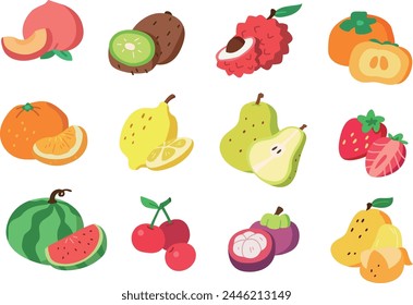 fresh colorful fruit collection vector illustration Tile