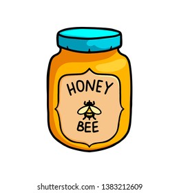 Fresh colorful gold honey bee glass jar
