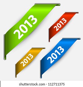 Fresh colorful New Year ribbon vector illustration with 2013