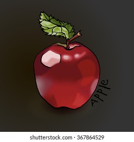 Fresh colorful painted tasty vector red sweet apple for healthy 